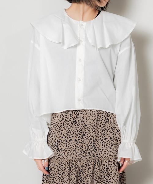 DuKKah（デュカ）の「Dukkah/【低身長向け】ビッグカラーブラウス（シャツ/ブラウス・レディース・ホワイト/イエロー・X-SMALL）」の18枚目の写真