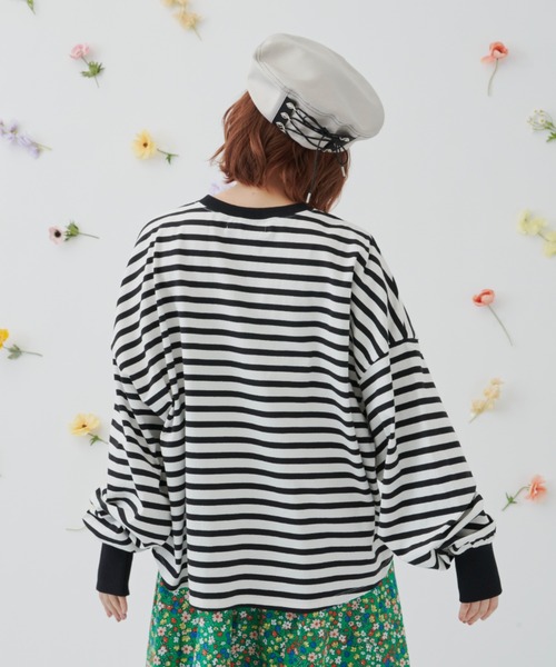 MERLOT（メルロー）の「たっぷり袖ボーダーロンT（Tシャツ/カットソー・レディース・ブラック/ネイビー/レッド・FREE）」の17枚目の写真