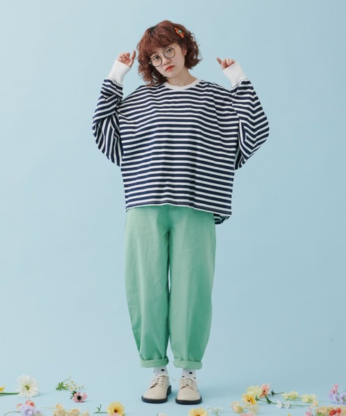MERLOT（メルロー）の「たっぷり袖ボーダーロンT（Tシャツ/カットソー・レディース・ブラック/ネイビー/レッド・FREE）」の21枚目の写真