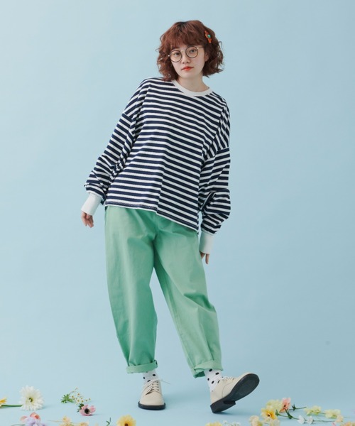 MERLOT（メルロー）の「たっぷり袖ボーダーロンT（Tシャツ/カットソー・レディース・ブラック/ネイビー/レッド・FREE）」の15枚目の写真