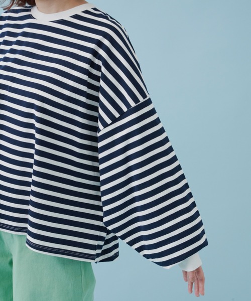 MERLOT（メルロー）の「たっぷり袖ボーダーロンT（Tシャツ/カットソー・レディース・ブラック/ネイビー/レッド・FREE）」の18枚目の写真