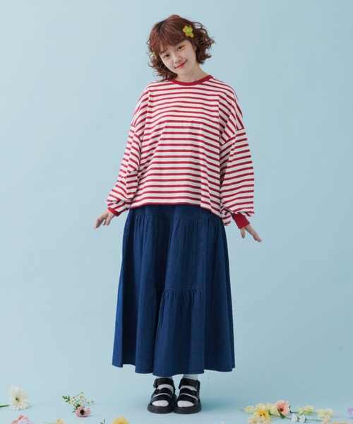 MERLOT（メルロー）の「たっぷり袖ボーダーロンT（Tシャツ/カットソー・レディース・ブラック/ネイビー/レッド・FREE）」の22枚目の写真
