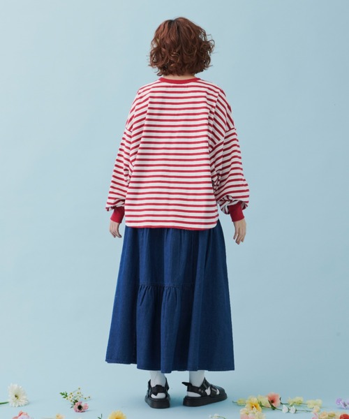 MERLOT（メルロー）の「たっぷり袖ボーダーロンT（Tシャツ/カットソー・レディース・ブラック/ネイビー/レッド・FREE）」の12枚目の写真