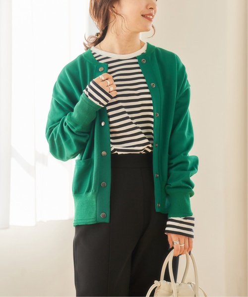 JOURNAL STANDARD（ジャーナルスタンダード）の「《追加》ウォッシャブルハイツイストニットブルゾン◆2（カーディガン/ボレロ・レディース・レッド/グリーン/ブラック/ネイビー・FREE）」の3枚目の写真