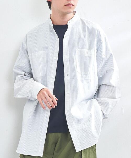 ストライプバンドカラーワークシャツ メンズ Men Coen コーエン 公式ファッション通販 ストライプバンドカラーワークシャツ メンズ Men Coen コーエン 公式ファッション通販