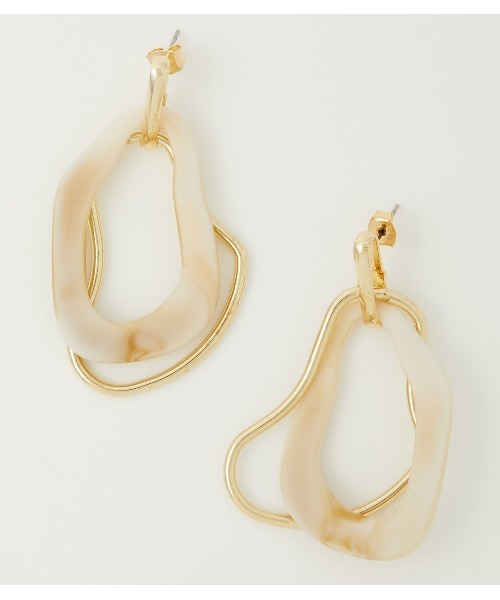 AZUL by moussy(アズールバイマウジー)の「MATTEMARBLE×METALHOOPEARRINGS(ピアス(両耳用)・レディース・グリーン系その他/ホワイト系その他・FREE)」の4枚目の写真