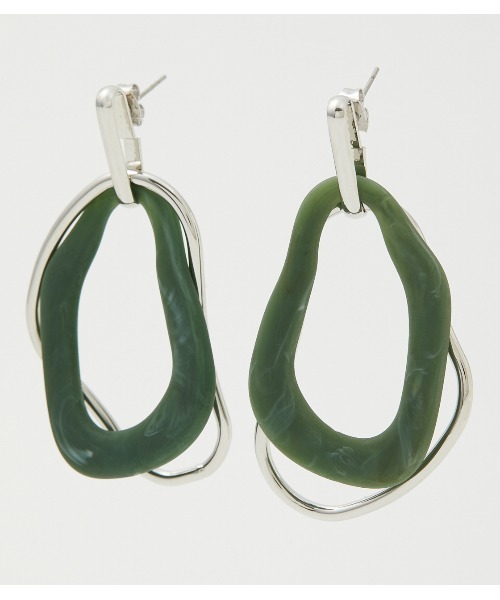 AZUL by moussy(アズールバイマウジー)の「MATTEMARBLE×METALHOOPEARRINGS(ピアス(両耳用)・レディース・グリーン系その他/ホワイト系その他・FREE)」の8枚目の写真