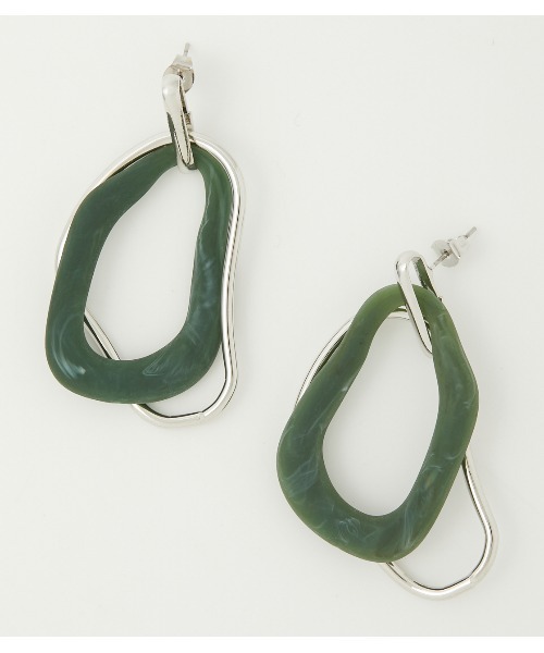 AZUL by moussy(アズールバイマウジー)の「MATTEMARBLE×METALHOOPEARRINGS(ピアス(両耳用)・レディース・グリーン系その他/ホワイト系その他・FREE)」の9枚目の写真