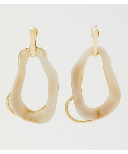 AZUL by moussy(アズールバイマウジー)の「MATTEMARBLE×METALHOOPEARRINGS(ピアス(両耳用)・レディース・グリーン系その他/ホワイト系その他・FREE)」の3枚目の写真