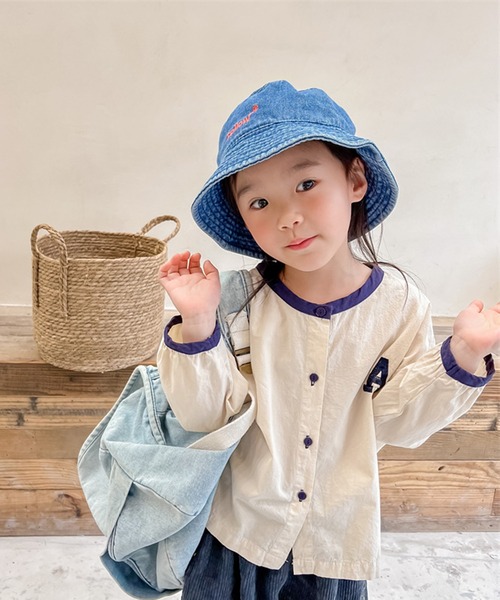 aimoha(アイモハ)の「aimoha-KIDS- 配色パイピング前開きトップス(シャツ/ブラウス・キッズ・ライトベージュ/ベージュ・90/100/80/110/130/120)」の4枚目の写真