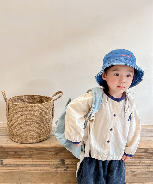 aimoha(アイモハ)の「aimoha-KIDS- 配色パイピング前開きトップス(シャツ/ブラウス・キッズ・ライトベージュ/ベージュ・90/100/80/110/130/120)」の8枚目の写真