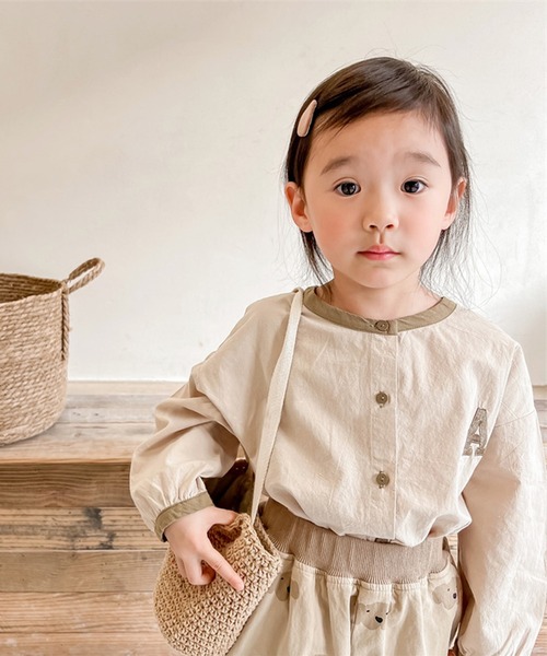 aimoha(アイモハ)の「aimoha-KIDS- 配色パイピング前開きトップス(シャツ/ブラウス・キッズ・ライトベージュ/ベージュ・90/100/80/110/130/120)」の13枚目の写真
