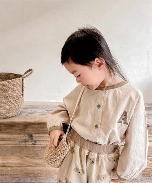 aimoha(アイモハ)の「aimoha-KIDS- 配色パイピング前開きトップス(シャツ/ブラウス・キッズ・ライトベージュ/ベージュ・90/100/80/110/130/120)」の16枚目の写真