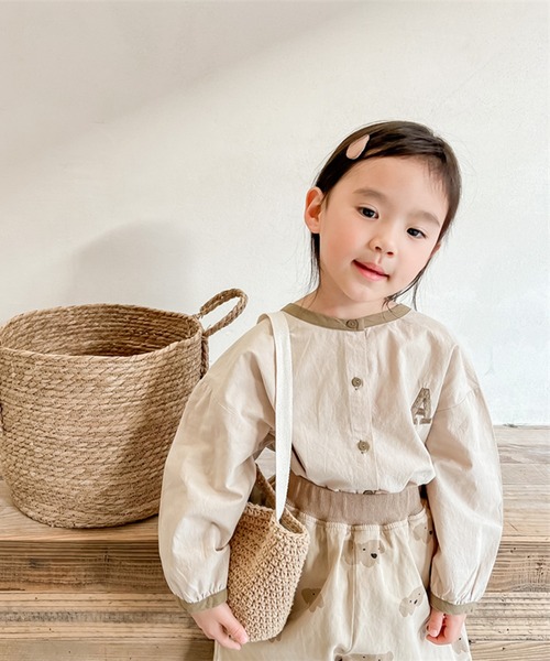 aimoha(アイモハ)の「aimoha-KIDS- 配色パイピング前開きトップス(シャツ/ブラウス・キッズ・ライトベージュ/ベージュ・90/100/80/110/130/120)」の19枚目の写真