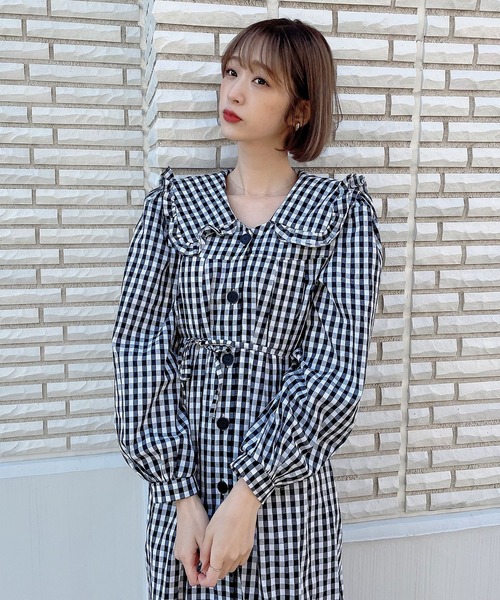 Voyage titty&Co.PETIT(ボヤージュティティアンドコープチ)の「【Voyage titty&Co.】ギンガムビックカラーシャツワンピース(ワンピース・レディース・マルチ・FREE)」の6枚目の写真