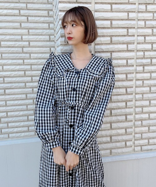 Voyage titty&Co.PETIT(ボヤージュティティアンドコープチ)の「【Voyage titty&Co.】ギンガムビックカラーシャツワンピース(ワンピース・レディース・マルチ・FREE)」の2枚目の写真
