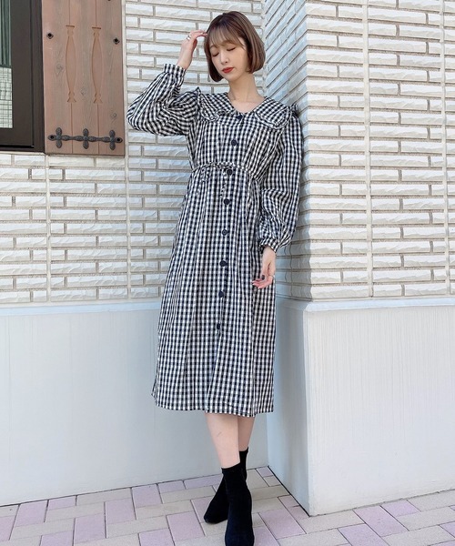 Voyage titty&Co.PETIT(ボヤージュティティアンドコープチ)の「【Voyage titty&Co.】ギンガムビックカラーシャツワンピース(ワンピース・レディース・マルチ・FREE)」の3枚目の写真