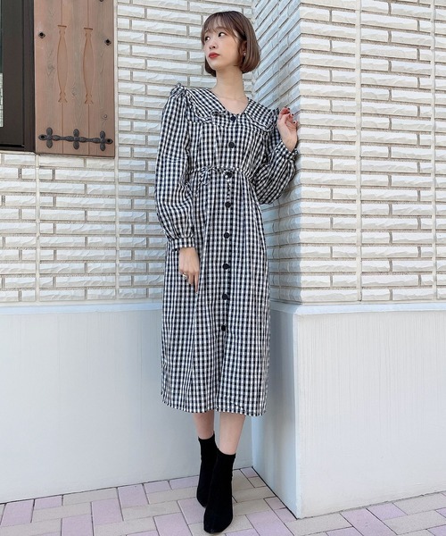 Voyage titty&Co.PETIT(ボヤージュティティアンドコープチ)の「【Voyage titty&Co.】ギンガムビックカラーシャツワンピース(ワンピース・レディース・マルチ・FREE)」の5枚目の写真