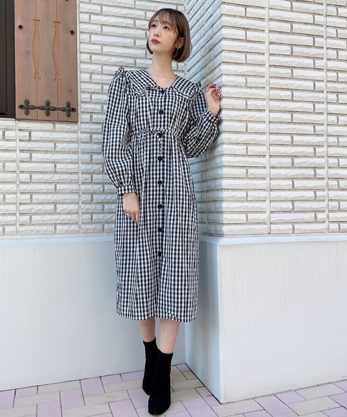 Voyage titty&Co.PETIT(ボヤージュティティアンドコープチ)の「【Voyage titty&Co.】ギンガムビックカラーシャツワンピース(ワンピース・レディース・マルチ・FREE)」の7枚目の写真