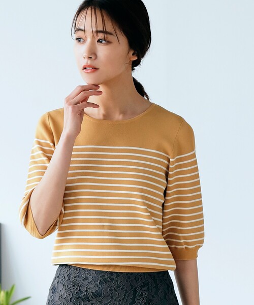 grove（グローブ）の「◆大人気商品再入荷！【ひんやり/UV/洗える】やわらかドライタッチパフ袖ニットTee（ニット/セーター・レディース・ブラック/ブルー系2/アイボリー/アイボリー系2/グリーン/イエロー系7/ワインレッド/グリーン系その他6・01/02/03/05/04）」の7枚目の写真