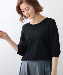 ◆大人気商品再入荷！【ひんやり/UV/洗える】やわらかドライタッチパフ袖ニットTee