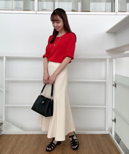 grove（グローブ）の「◆大人気商品再入荷！【ひんやり/UV/洗える】やわらかドライタッチパフ袖ニットTee（ニット/セーター・レディース・ブラック/ブルー系2/アイボリー/アイボリー系2/グリーン/イエロー系7/ワインレッド/グリーン系その他6・01/02/03/05/04）」の20枚目の写真