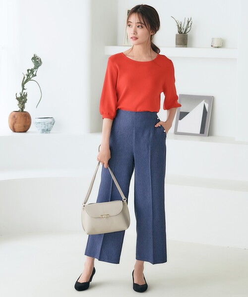 grove（グローブ）の「◆大人気商品再入荷！【ひんやり/UV/洗える】やわらかドライタッチパフ袖ニットTee（ニット/セーター・レディース・ブラック/ブルー系2/アイボリー/アイボリー系2/グリーン/イエロー系7/ワインレッド/グリーン系その他6・01/02/03/05/04）」の21枚目の写真