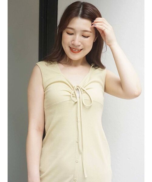 MERCURYDUO（マーキュリーデュオ）の「2WAYギャザーオープンカットワンピース（ワンピース・レディース・グリーン/ブラック/ライム・FREE）」の6枚目の写真