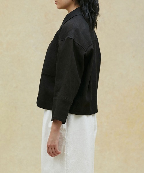 NANO universe（ナノユニバース）の「LB.02/リネンショートジャケット（ミリタリージャケット・レディース・ブラック/ベージュ・Ⅰ/Ⅱ）」の14枚目の写真