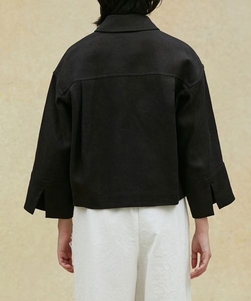 NANO universe（ナノユニバース）の「LB.02/リネンショートジャケット（ミリタリージャケット・レディース・ブラック/ベージュ・Ⅰ/Ⅱ）」の10枚目の写真