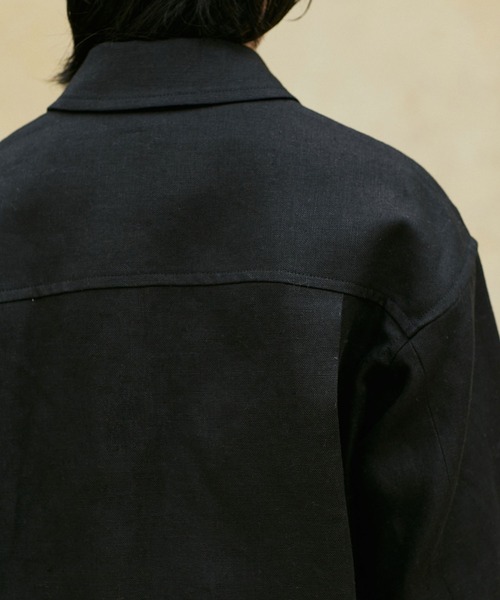 NANO universe（ナノユニバース）の「LB.02/リネンショートジャケット（ミリタリージャケット・レディース・ブラック/ベージュ・Ⅰ/Ⅱ）」の18枚目の写真