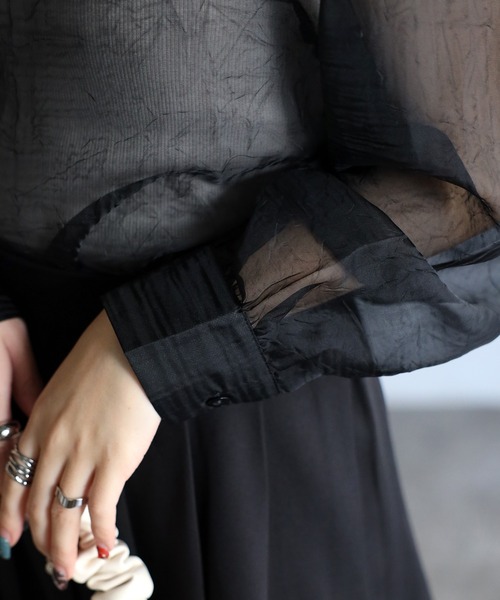 sakishimatokyo（サキシマトーキョー）の「シアーブラウス / シアーパフトップス（シャツ/ブラウス・レディース・ブラック/アイボリー/ブルーグレー/モカ/ライトグリーン/ライトパープル・FREE）」の20枚目の写真