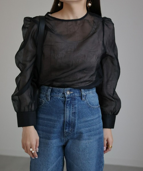 sakishimatokyo（サキシマトーキョー）の「シアーブラウス / シアーパフトップス（シャツ/ブラウス・レディース・ブラック/アイボリー/ブルーグレー/モカ/ライトグリーン/ライトパープル・FREE）」の16枚目の写真