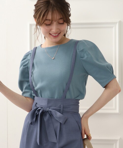 couture brooch（クチュールブローチ）の「◆洗える/5色展開/パワショルカットソー（Tシャツ/カットソー・レディース・マスタード/ブルー/ブラック/オフホワイト/サンドベージュ・38）」の4枚目の写真