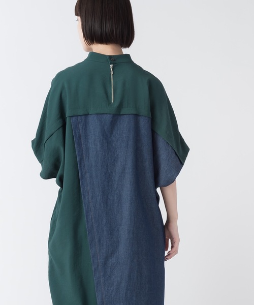 La SRIC（ラスリック）の「La SRIC / アシンメトリーデニムドッキングOP（ワンピース・レディース・ブラック/グリーン・38）」の7枚目の写真