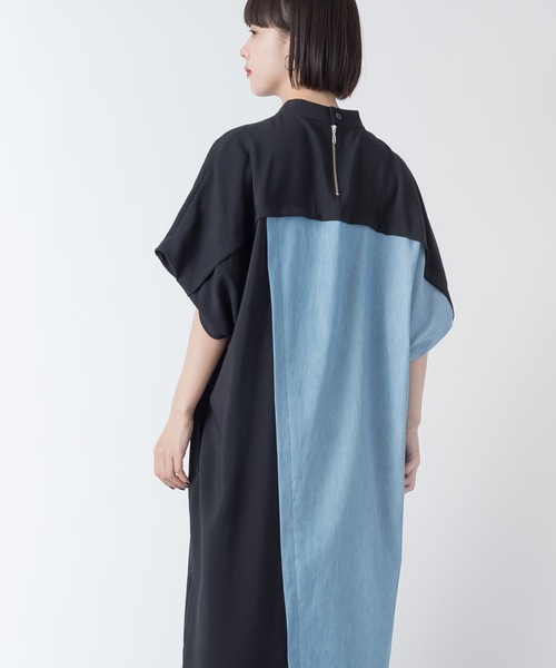 La SRIC（ラスリック）の「La SRIC / アシンメトリーデニムドッキングOP（ワンピース・レディース・ブラック/グリーン・38）」の18枚目の写真