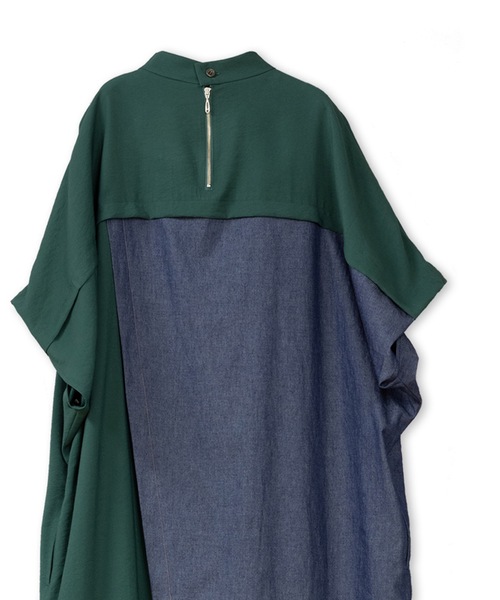 La SRIC（ラスリック）の「La SRIC / アシンメトリーデニムドッキングOP（ワンピース・レディース・ブラック/グリーン・38）」の9枚目の写真