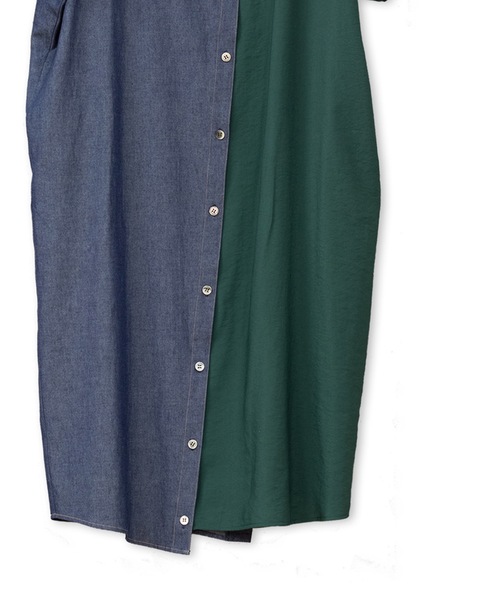 La SRIC（ラスリック）の「La SRIC / アシンメトリーデニムドッキングOP（ワンピース・レディース・ブラック/グリーン・38）」の16枚目の写真