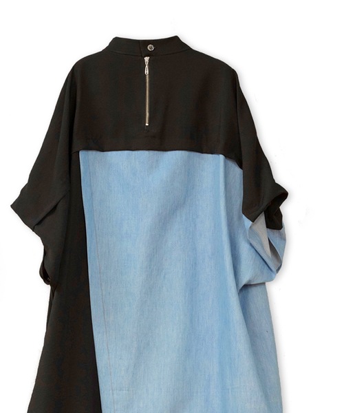 La SRIC（ラスリック）の「La SRIC / アシンメトリーデニムドッキングOP（ワンピース・レディース・ブラック/グリーン・38）」の14枚目の写真