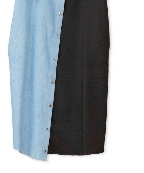 La SRIC（ラスリック）の「La SRIC / アシンメトリーデニムドッキングOP（ワンピース・レディース・ブラック/グリーン・38）」の20枚目の写真