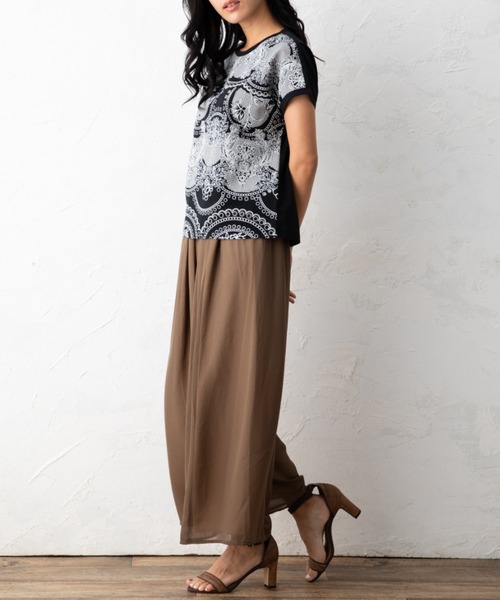 aunt lily（アントリリー）の「カットワークプリント半袖Tシャツ（Tシャツ/カットソー・レディース・ブラック/オフホワイト/ブルー/レモンイエロー・LL/3L/S/M/L）」の8枚目の写真