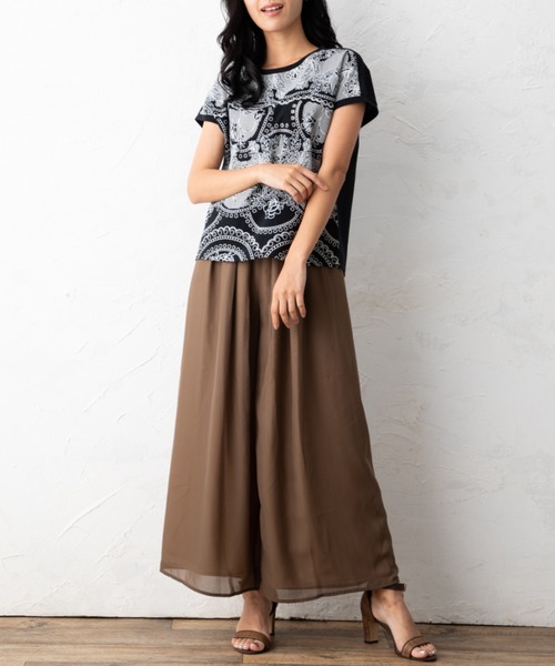 aunt lily（アントリリー）の「カットワークプリント半袖Tシャツ（Tシャツ/カットソー・レディース・ブラック/オフホワイト/ブルー/レモンイエロー・LL/3L/S/M/L）」の9枚目の写真