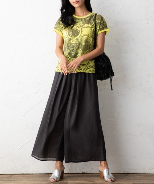 aunt lily（アントリリー）の「カットワークプリント半袖Tシャツ（Tシャツ/カットソー・レディース・ブラック/オフホワイト/ブルー/レモンイエロー・LL/3L/S/M/L）」の14枚目の写真