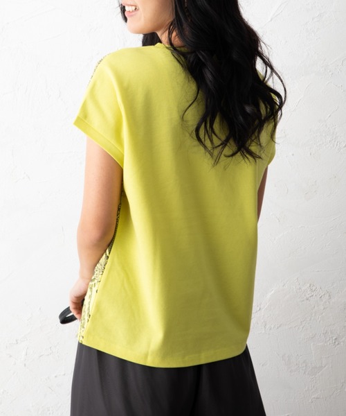 aunt lily（アントリリー）の「カットワークプリント半袖Tシャツ（Tシャツ/カットソー・レディース・ブラック/オフホワイト/ブルー/レモンイエロー・LL/3L/S/M/L）」の17枚目の写真