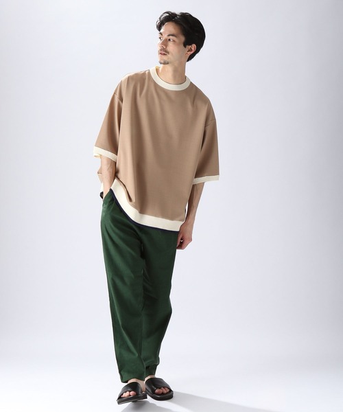 niko and...（ニコアンド）の「ニットリブ付き布帛Tシャツ（Tシャツ/カットソー・メンズ・ブラック/ベージュ/ブルー/グリーン・SMALL/MEDIUM/LARGE）」の14枚目の写真