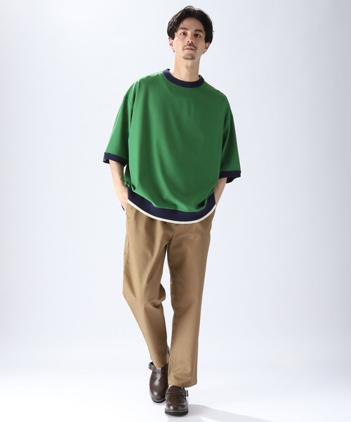 niko and...（ニコアンド）の「ニットリブ付き布帛Tシャツ（Tシャツ/カットソー・メンズ・ブラック/ベージュ/ブルー/グリーン・SMALL/MEDIUM/LARGE）」の15枚目の写真