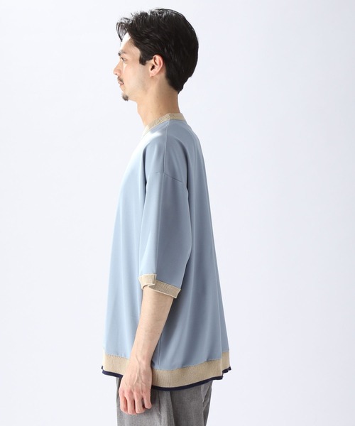 niko and...（ニコアンド）の「ニットリブ付き布帛Tシャツ（Tシャツ/カットソー・メンズ・ブラック/ベージュ/ブルー/グリーン・SMALL/MEDIUM/LARGE）」の18枚目の写真