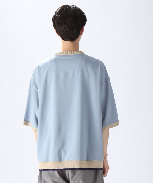 niko and...（ニコアンド）の「ニットリブ付き布帛Tシャツ（Tシャツ/カットソー・メンズ・ブラック/ベージュ/ブルー/グリーン・SMALL/MEDIUM/LARGE）」の19枚目の写真