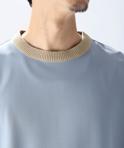 niko and...（ニコアンド）の「ニットリブ付き布帛Tシャツ（Tシャツ/カットソー・メンズ・ブラック/ベージュ/ブルー/グリーン・SMALL/MEDIUM/LARGE）」の20枚目の写真