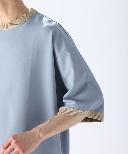 niko and...（ニコアンド）の「ニットリブ付き布帛Tシャツ（Tシャツ/カットソー・メンズ・ブラック/ベージュ/ブルー/グリーン・SMALL/MEDIUM/LARGE）」の21枚目の写真